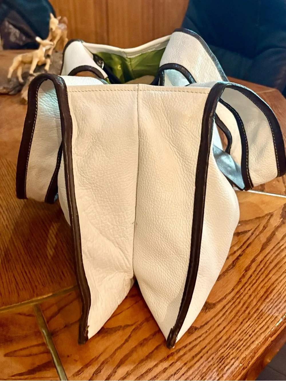 Sophia Visconti Two-Tone White and Brown Leather Hobo